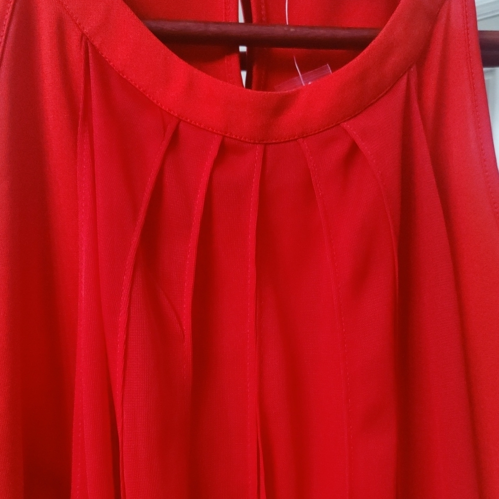 VENUS Vibrant Red Sleeveless Blouse W/ Fringe - Picture 4 of 7